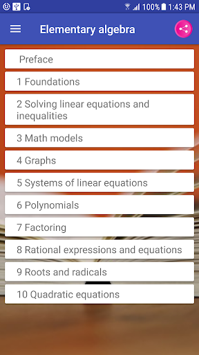 Elementary Algebra Textbook & Test Bank - Image screenshot of android app