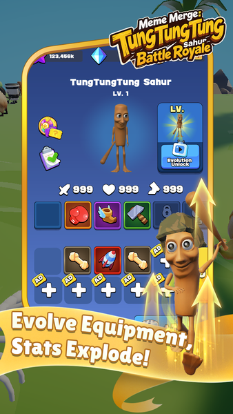 Meme Merge：Sahur Battle Royale - Gameplay image of android game
