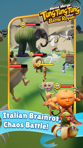 Meme Merge：Sahur Battle Royale - Gameplay image of android game
