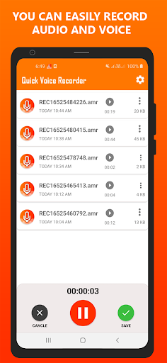 Quick Voice Recorder - عکس برنامه موبایلی اندروید