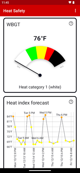 Heat Safety: Heat Index & WBGT - Image screenshot of android app