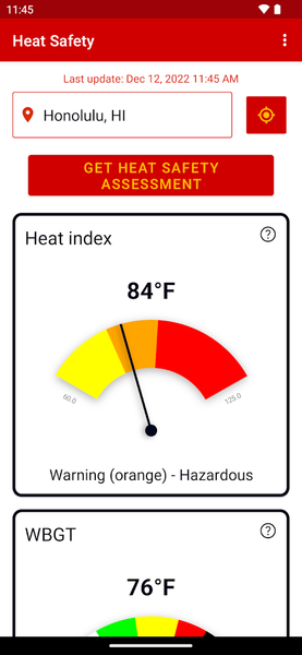 Heat Safety: Heat Index & WBGT - Image screenshot of android app