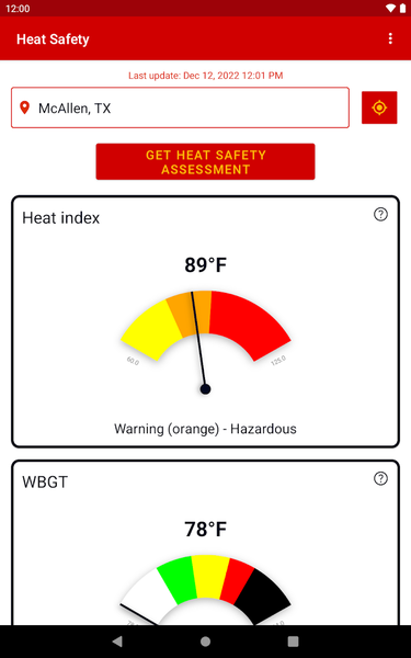 Heat Safety: Heat Index & WBGT - عکس برنامه موبایلی اندروید