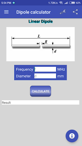 Dipole calculator - Image screenshot of android app