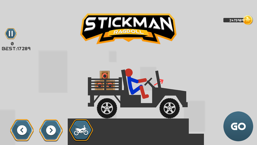 Stickman Dismount Ragdoll Game - Gameplay image of android game