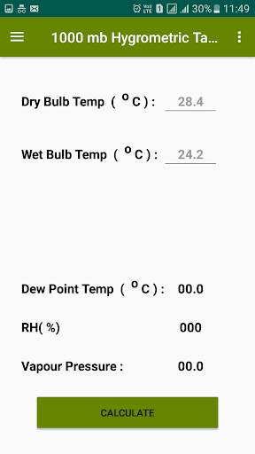 Dew Point Humidity Calculator - Image screenshot of android app