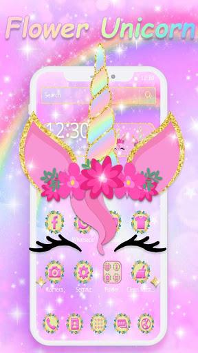 Rainbow Flower Unicorn Theme - عکس برنامه موبایلی اندروید