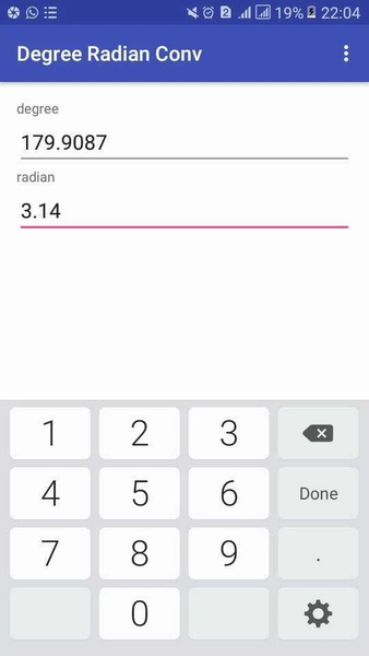 degrees to radians - angle con - Image screenshot of android app