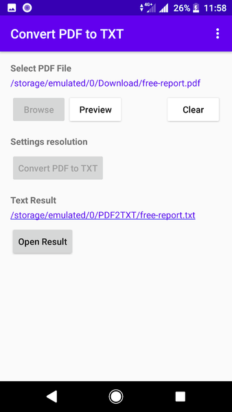 Convert PDF to TXT text - Image screenshot of android app