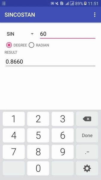 Sin Cos Tan Calculator - عکس برنامه موبایلی اندروید