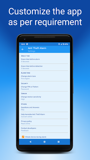 Anti-theft alarm - Image screenshot of android app