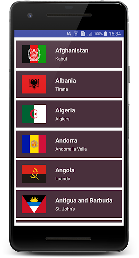 Countries and Capitals - عکس برنامه موبایلی اندروید