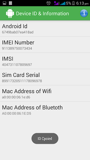 Device ID & Info. for Android - Image screenshot of android app