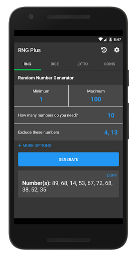 Random Number Generator Plus - عکس برنامه موبایلی اندروید