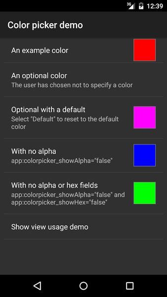 HSV-Alpha Color Picker Demo - عکس برنامه موبایلی اندروید