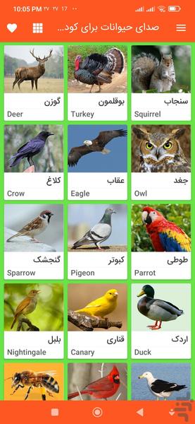 صدای حیوانات برای کودکان - عکس برنامه موبایلی اندروید