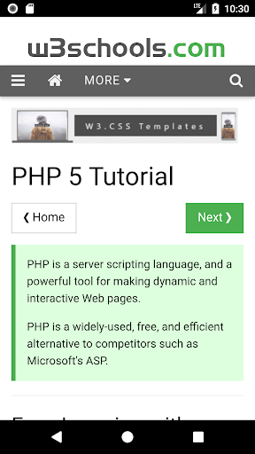 w۳schools online tutorials - عکس برنامه موبایلی اندروید