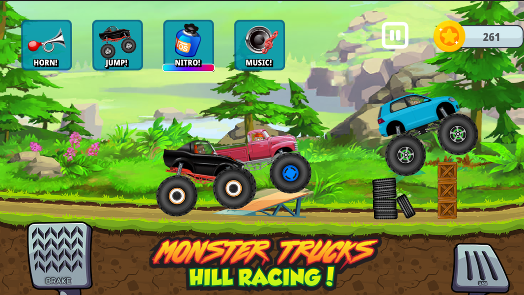 Monster Trucks Kids Hill Game - Gameplay image of android game