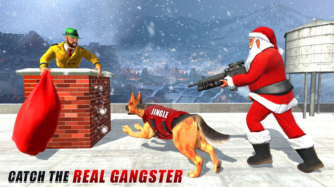 Dog Crime Chase Santa Games - Gameplay image of android game