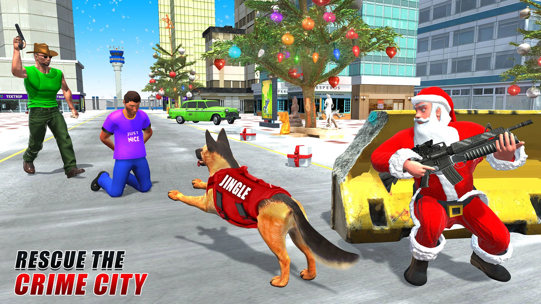 Dog Crime Chase Santa Games - Gameplay image of android game
