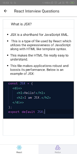 React Redux Interview Questions - عکس برنامه موبایلی اندروید