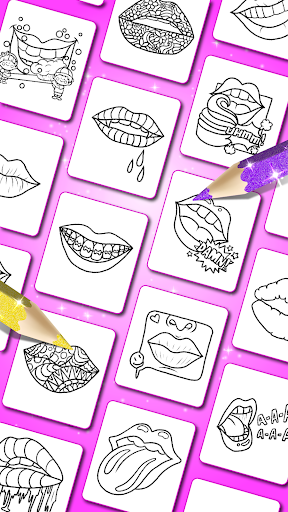 Glitter lips coloring game - Image screenshot of android app