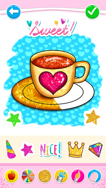 Glitter Hearts coloring - Image screenshot of android app