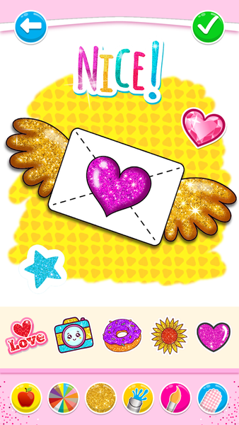 Glitter Hearts coloring - Image screenshot of android app