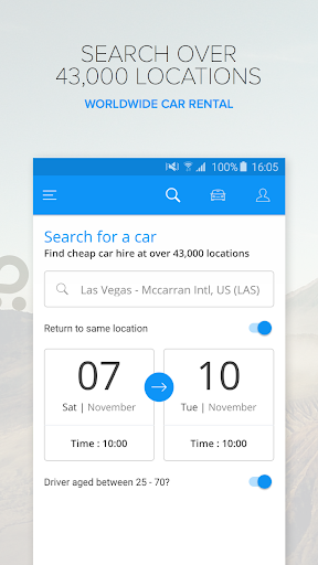 Rentalcars.com Car Rental App - Image screenshot of android app