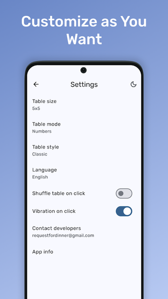 Schulte table - Image screenshot of android app