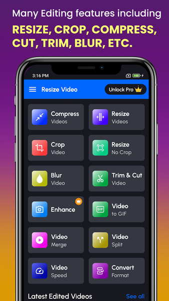 Resize Video, Compress & Crop - عکس برنامه موبایلی اندروید