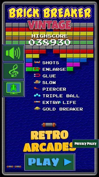 Brick Breaker Vintage - Gameplay image of android game