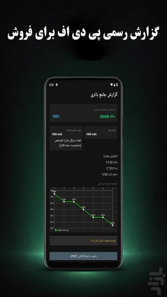 دکتر باتری: گزارش سلامت و تعداد شارژ - عکس برنامه موبایلی اندروید