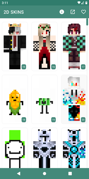 ۲D Skins for Minecraft - عکس برنامه موبایلی اندروید