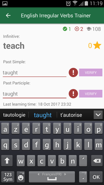 English Irregular Verbs - Image screenshot of android app