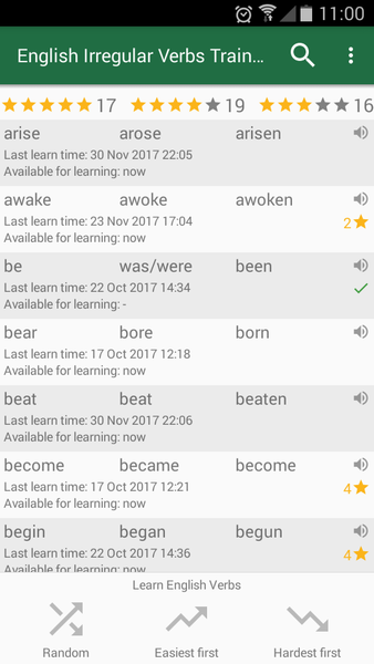 English Irregular Verbs - عکس برنامه موبایلی اندروید