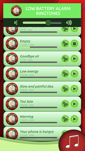 Low Battery Alarm Ringtones - Image screenshot of android app
