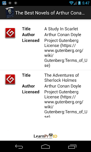 Novels of Arthur Conan Doyle - Image screenshot of android app