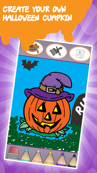 Kids coloring book halloween - Gameplay image of android game