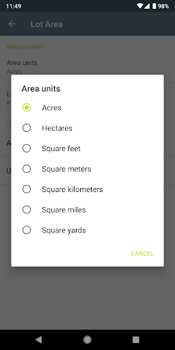 Lot Area Calculator - عکس برنامه موبایلی اندروید