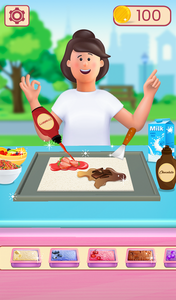 Ice Cream roll summer dessert - Gameplay image of android game