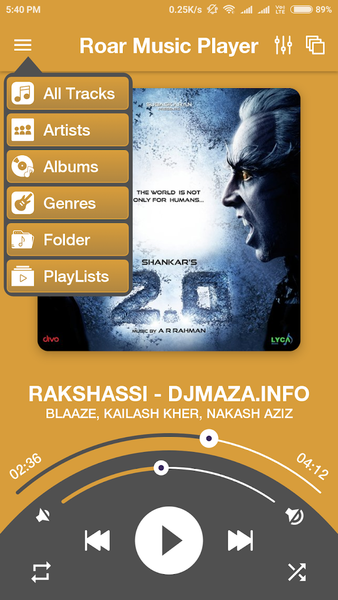 Roar Music Player - عکس برنامه موبایلی اندروید