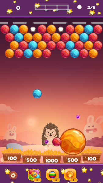 Hedgehog Bursting Bubbles - Gameplay image of android game