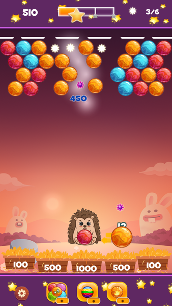 Hedgehog Bursting Bubbles - Gameplay image of android game