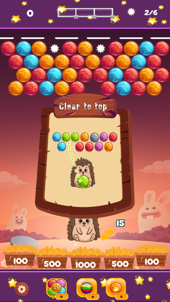 Hedgehog Bursting Bubbles - Gameplay image of android game
