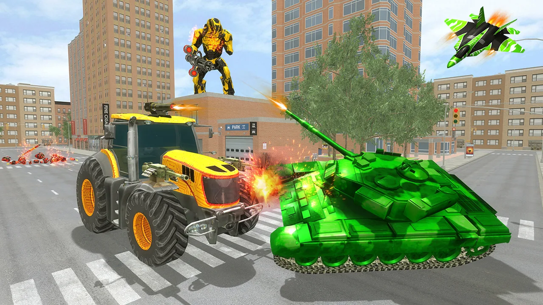 Tractor Robot Transforms Games - Gameplay image of android game