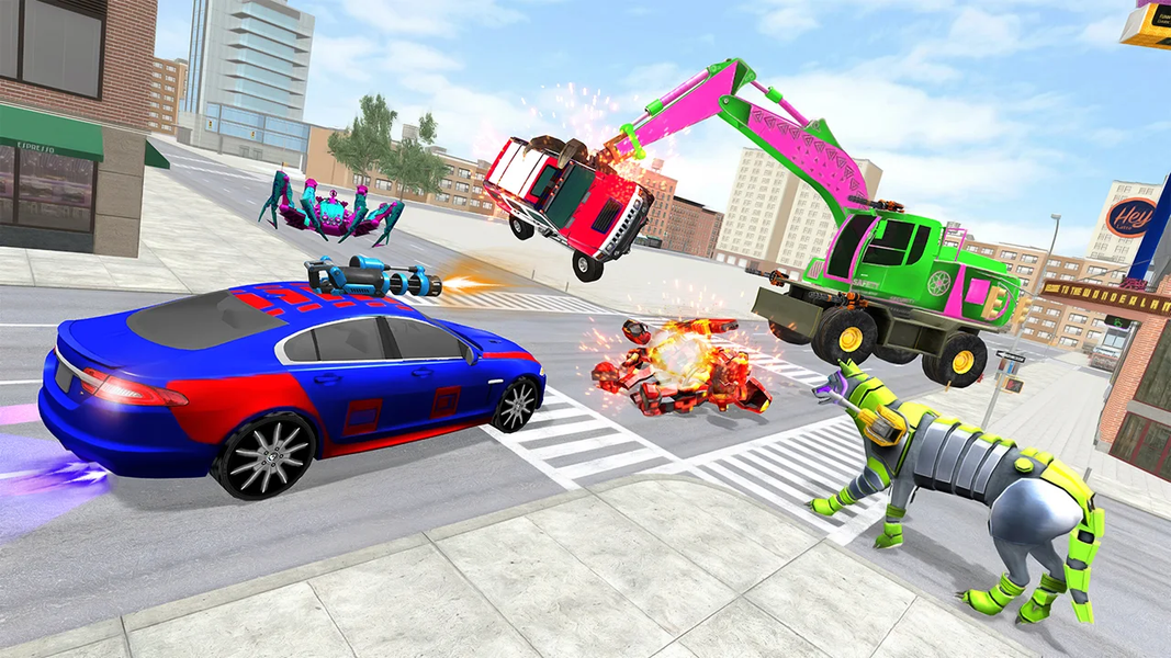 Excavator Robot Car Transform - Gameplay image of android game
