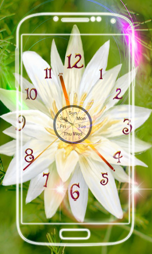 Neon Flower Clock Live Wallpaper - عکس برنامه موبایلی اندروید