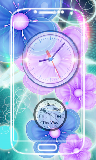 Neon Flower Clock Live Wallpaper - عکس برنامه موبایلی اندروید