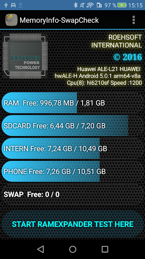 MemoryInfo & Swapfile Check - Image screenshot of android app